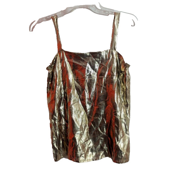 Vtg UMI Collections by Amme Crimmins Metallic Gold Lame Tank Top Size 12 D2 Glam - Picture 1 of 6
